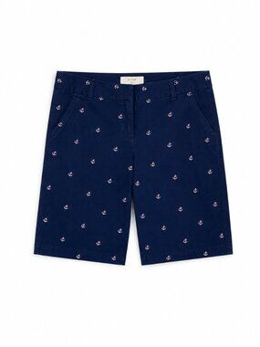 NWT J.Crew Bermuda Chino Shorts Anchor Print Navy Pink Size 10 Nautical Summer P